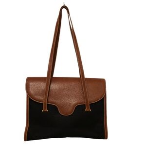 Gucci Vintage 80s Canvas Leather Briefcase Tote Laptop Bag Purse Authentic